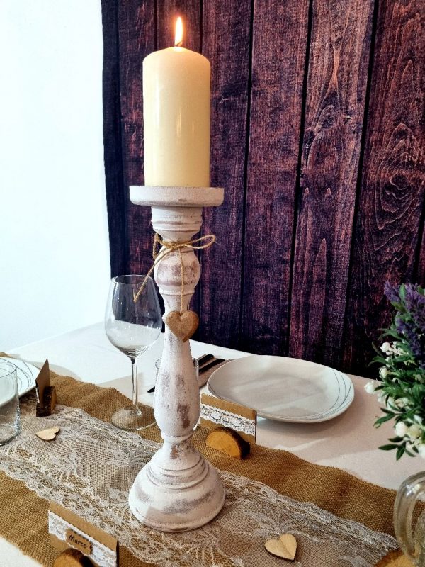 kerzenständer vintage weiß 37cm hoch