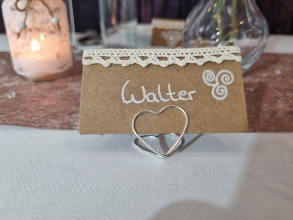 Kartenhalter Herz Metall silber