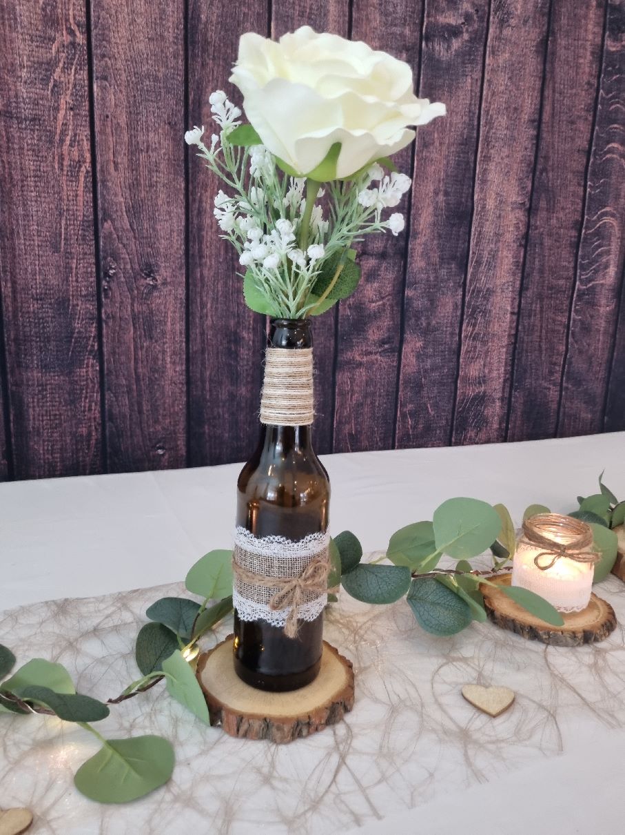 Bild Vase Flasche mit Juteband