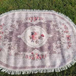 Teppich Typ 2 Vintage, mit roten Blüten