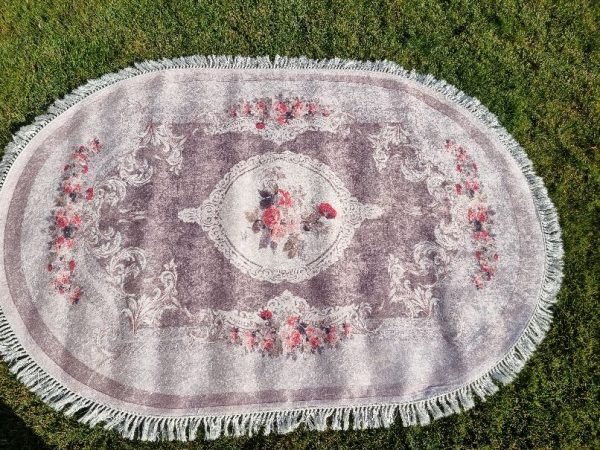 Teppich Typ 2 Vintage, mit roten Blüten