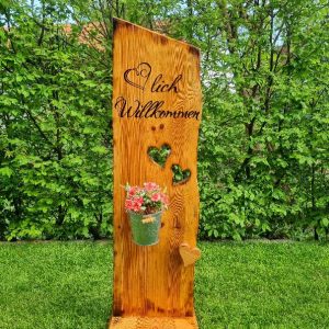 Herzlich willkommen Holzschild