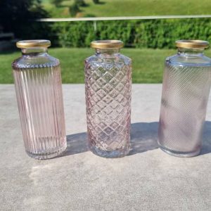 3er Set Vase rosa mit Goldrand ohne Deko