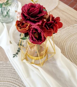 Asymmetrische Vase mit Glaseinsatz goldgelb