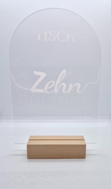 Tischnummer zehn acrylglas