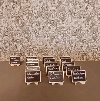 Kreidetafeln Kuchenbuffet